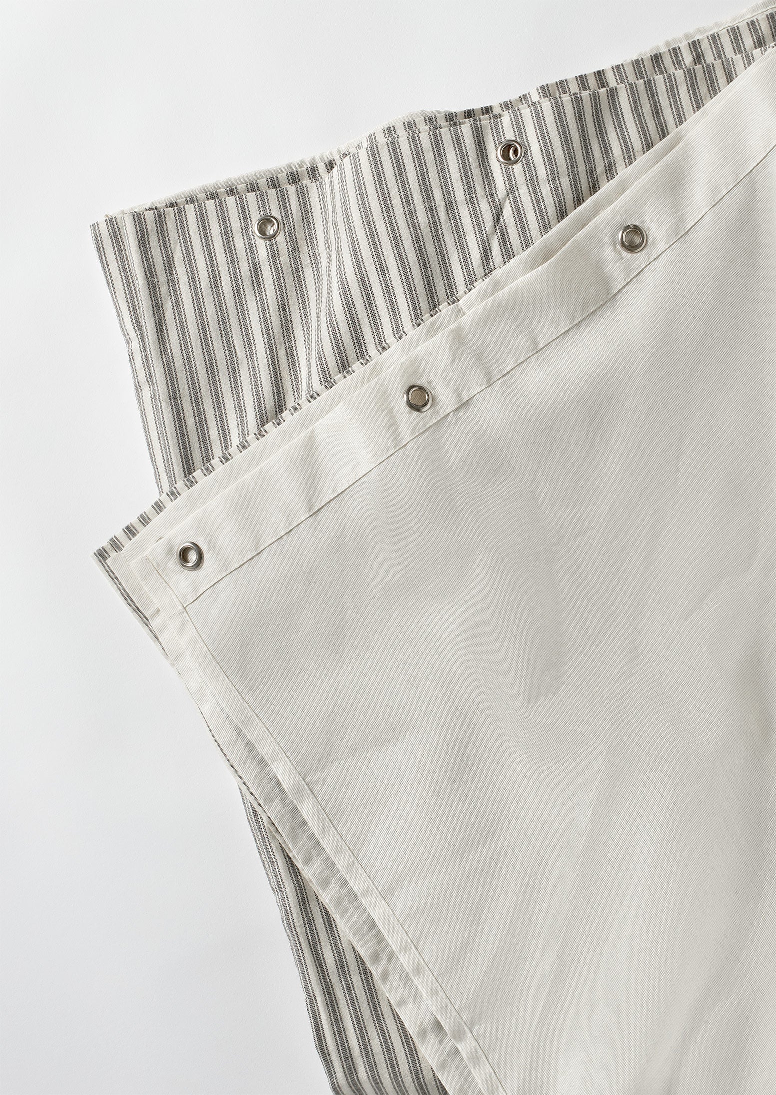 Organic Ticking Stripe Shower Curtain | Ecru/Graphite - Image 4