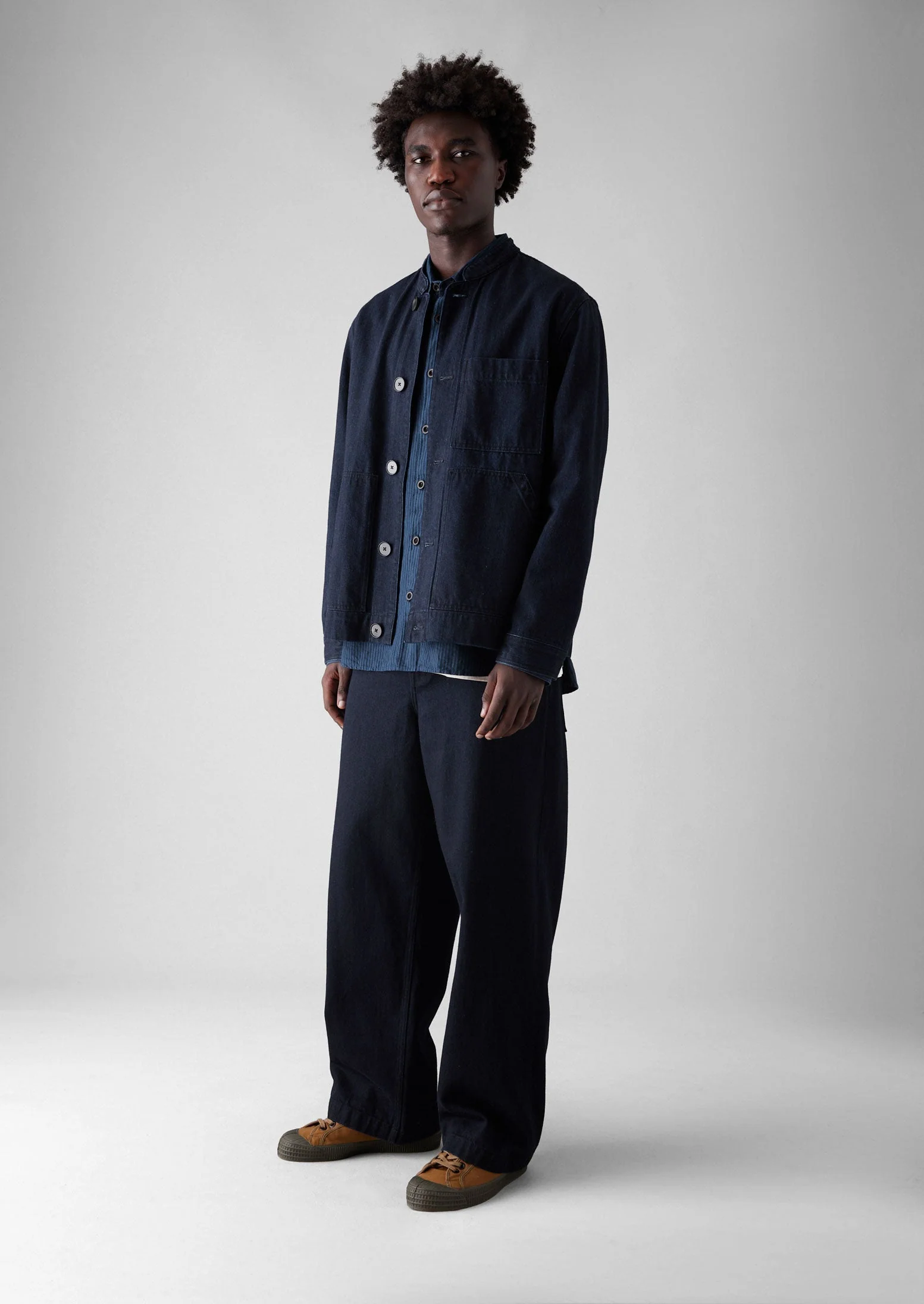 Stand Collar Japanese Denim Jacket | Indigo - Image 3