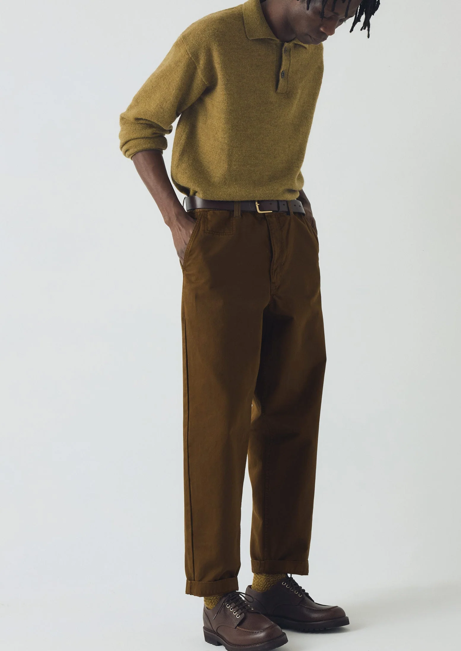 Wool Alpaca Polo Sweater | Pear - Image 3